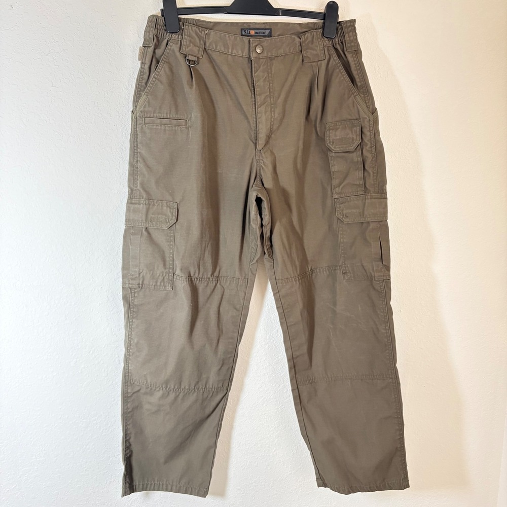 5.11 Tactical Ripstop Cargo Pants 36 x 30 inch khaki green Multi-Pocket Rugged
